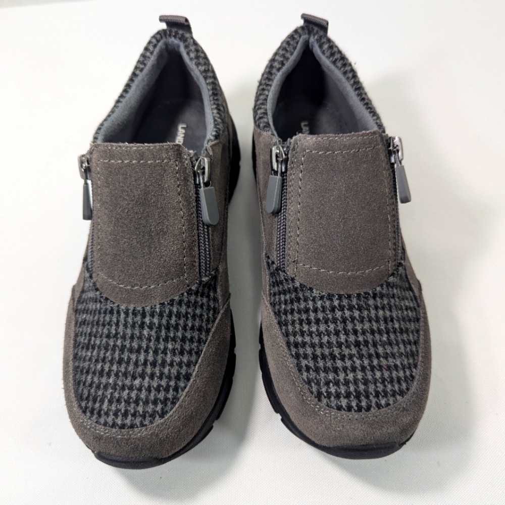 Women's Lands' End Grey Suede Double Zip Shoes, 6-1/2B, NWOT